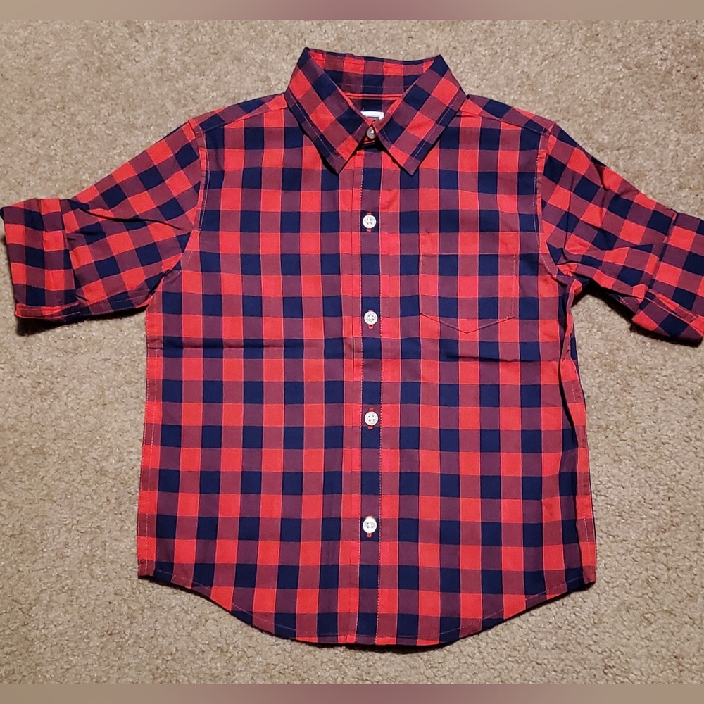 Janie and Jack Red and Blue Plaid Button Down Shirt